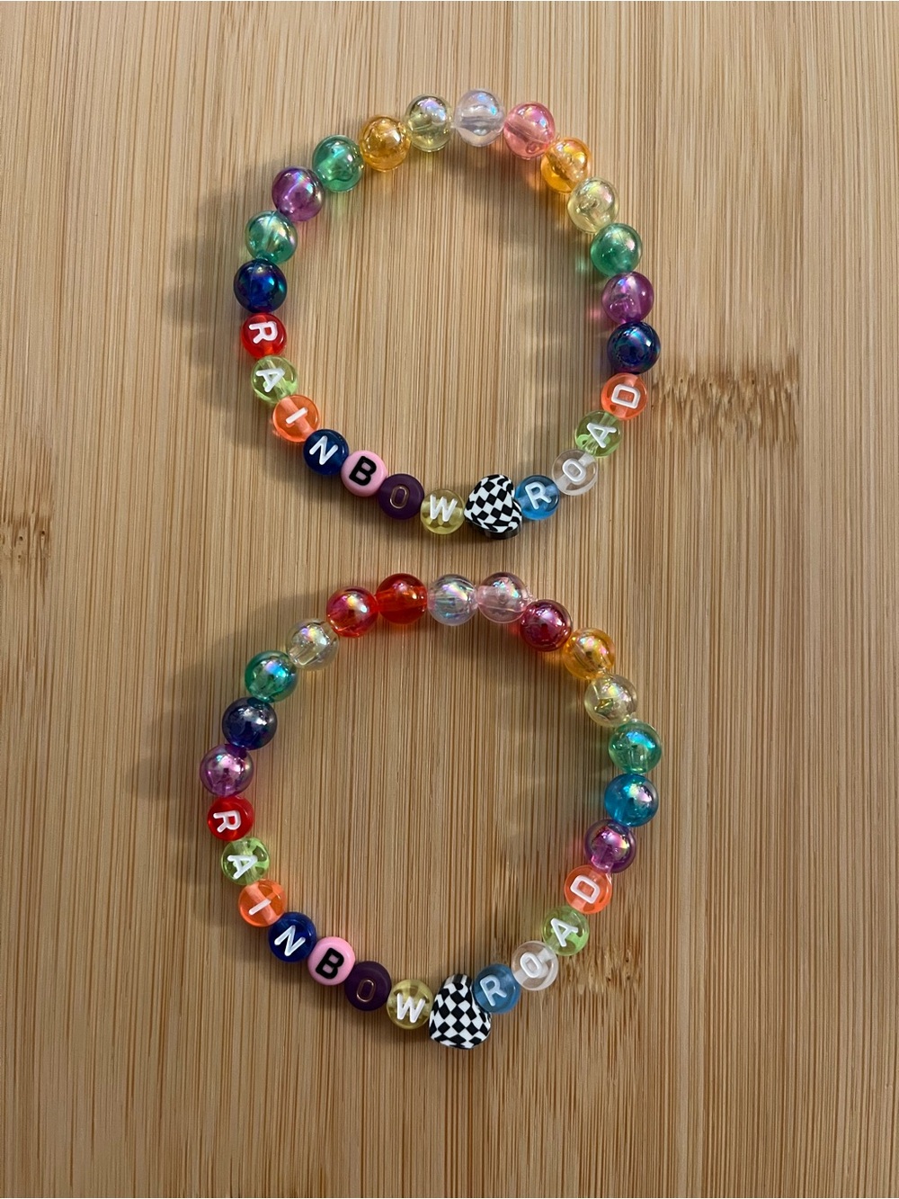 Super Mario Inspired Rainbow Beaded 'RAINBOW ROAD' Stretch Bracelet